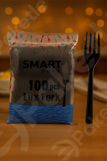 Lüks siyah plastik çatal – 100’lü paket – sert malzeme – tek kullanımlık – koli içeriği 4.000 adet – organizasyonlar için ideal