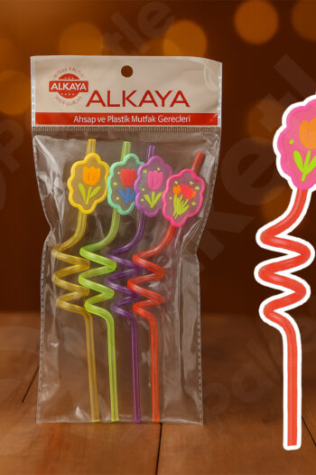 4’lü figürlü çocuk pipeti – renkli ve eğlenceli tasarım – koli 20 paket – 80 adet