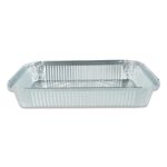 2500 gr alüminyum kap, 31,5 x 21,5 cm ölçülerinde, fırına dayanıklı, geniş hacimli tek kullanımlık gıda kabı.