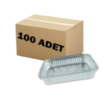 1500 gr alüminyum kap, 22,5 x 17,5 cm ölçülerinde, fırına dayanıklı, tek kullanımlık gıda kabı.