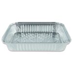1500 gr alüminyum kap, 22,5 x 17,5 cm ölçülerinde, fırına dayanıklı, tek kullanımlık gıda kabı.