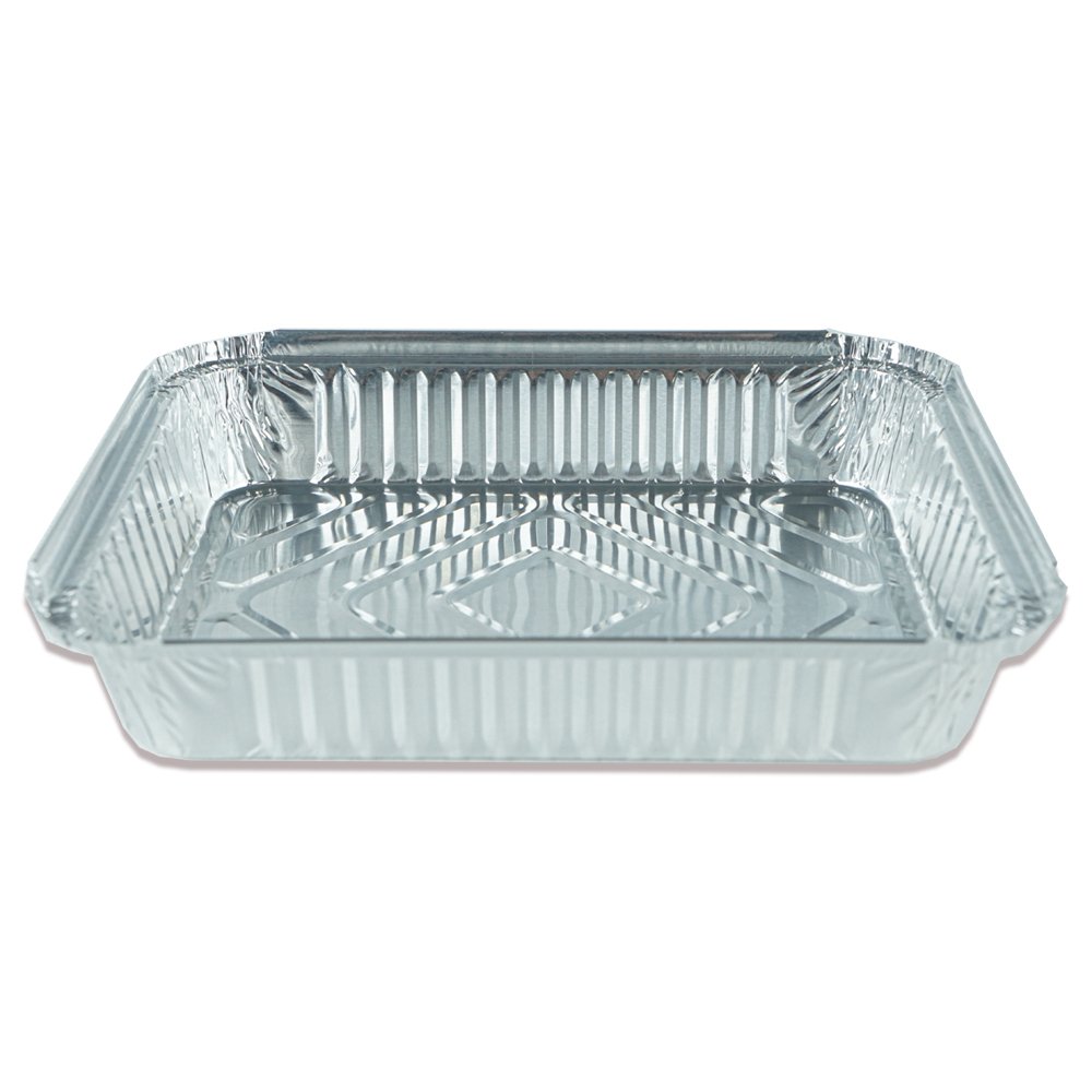 1500 gr alüminyum kap, 22,5 x 17,5 cm ölçülerinde, fırına dayanıklı, tek kullanımlık gıda kabı.