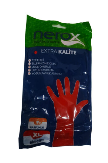 Parfümlü ekstra kalite bulaşık eldiveni, yoğun pamuk astarlı, sarı renkli temizlik eldiveni