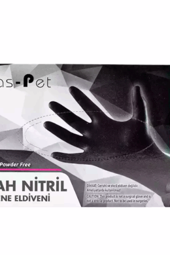 Siyah nitril muayene eldiveni, small beden, pudrasız, tek kullanımlık ve gıdaya uygun