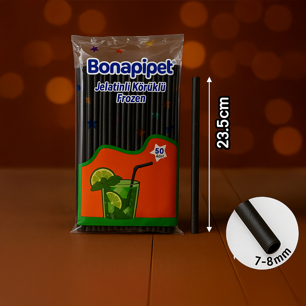 Bonapipet kalın jelatinli frozen pipet – 23,5 cm – körüklü – 50’li – koli 5.000 adet