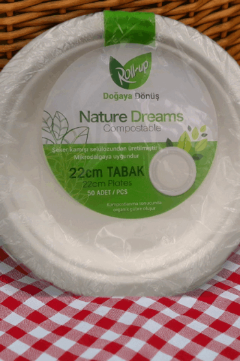 Roll-Up Doğa Dostu Tabak 22 cm – 50’li Paket – 10 Paketlik Koli