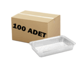 2500 gr alüminyum kap, 31,5 x 21,5 cm ölçülerinde, fırına dayanıklı, geniş hacimli tek kullanımlık gıda kabı.