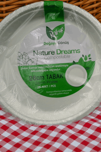 Ekolojik Roll-Up 26 cm tabak – 25 adet – mikrodalga uyumlu – koli 10 paket