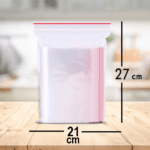 27x21 cm ölçülerinde zip kilitli şeffaf poşet