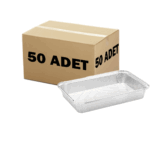 2500 gr alüminyum kap, 31,5 x 21,5 cm ölçülerinde, fırına dayanıklı, geniş hacimli tek kullanımlık gıda kabı.