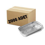 750 gr alüminyum kap, 21,9 x 12,7 cm ölçülerinde, 3,3 cm derinliğinde, fırına dayanıklı, tek kullanımlık gıda kabı.