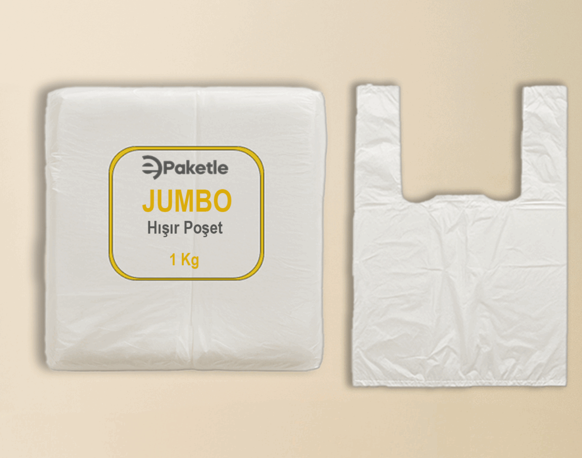 Orijinal Şeffaf Hışır Poşet Jumbo Boy – 1 KG Paket – 10 KG Koli