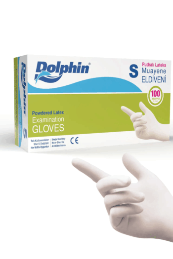 Small beden beyaz pudralı lateks eldiven – 100 adetlik kutu