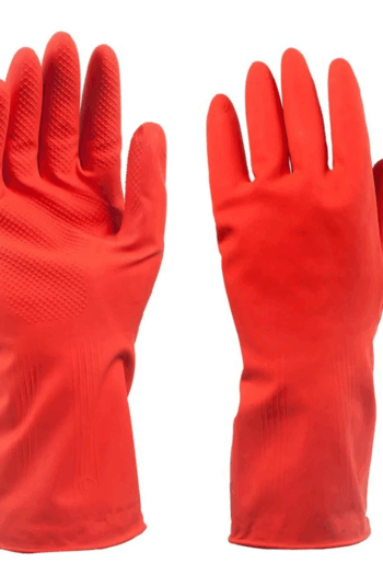 Parfümlü ekstra kalite bulaşık eldiveni, yoğun pamuk astarlı, sarı renkli temizlik eldiveni