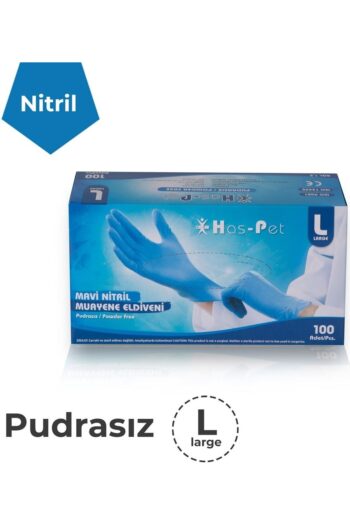 Haspet Mavi Nitril Large Pudrasız Muayene Eldiveni, 100’lü, gıda temasına uygun, iki ele uyumlu