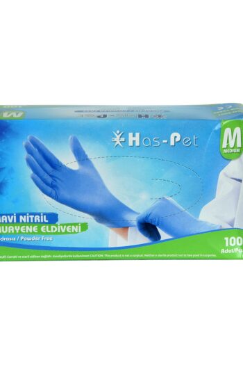 Haspet Mavi Nitril Muayene Eldiveni Medium Beden 100’lü Pudrasız