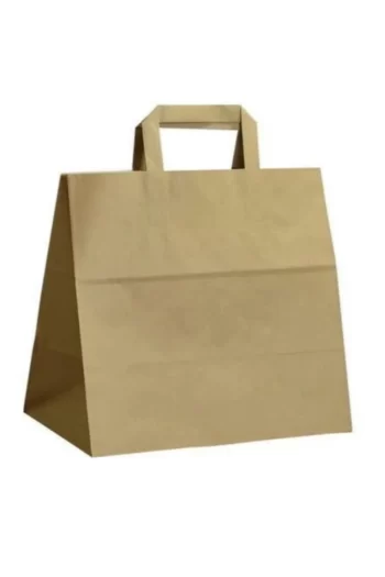 Kraft içten saplı çanta, 27x29x16 cm, geri dönüştürülebilir doğal kağıt poşet