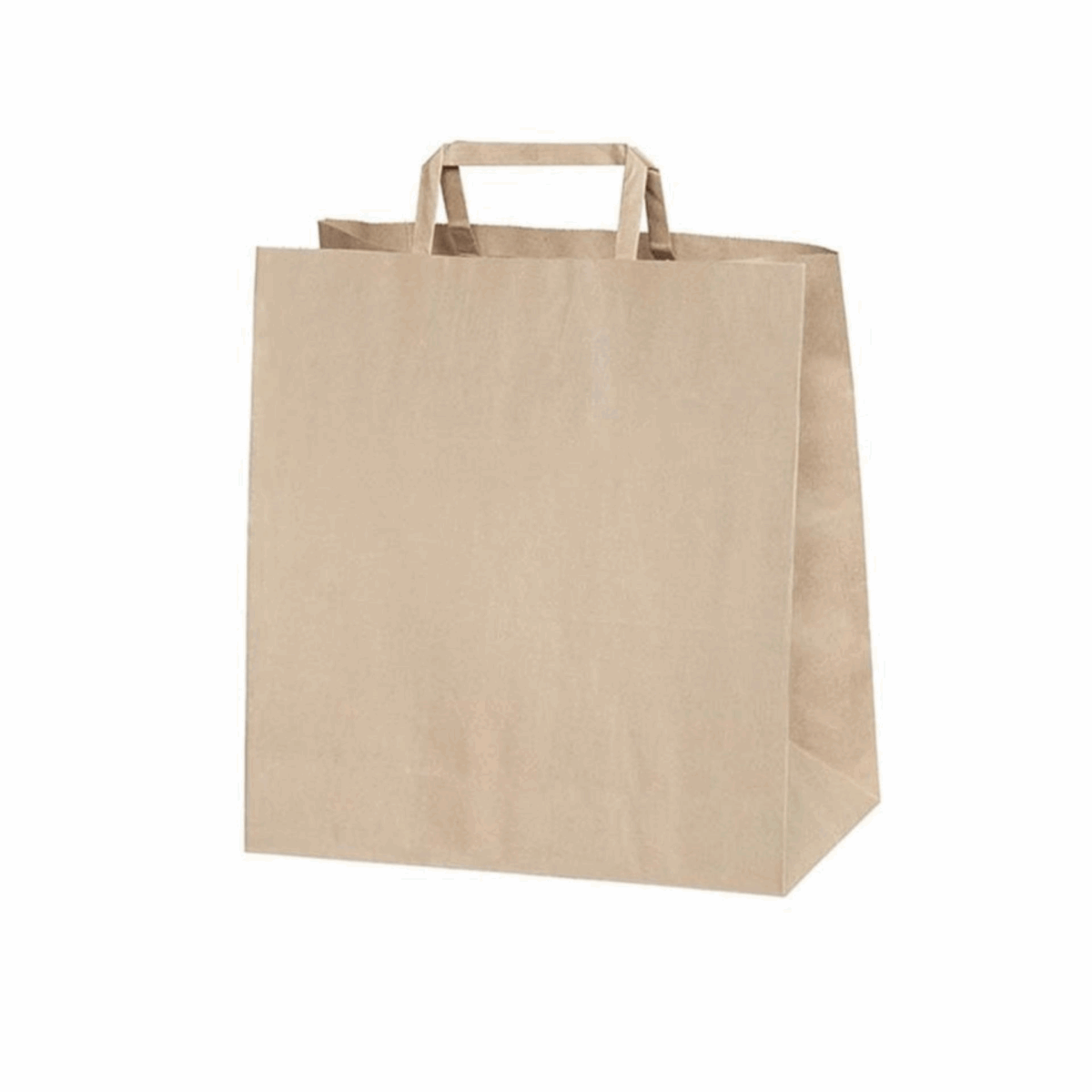 İçten saplı kraft kağıt çanta, 28x29x17 cm boyutunda, geri dönüştürülebilir doğal alışveriş çantası