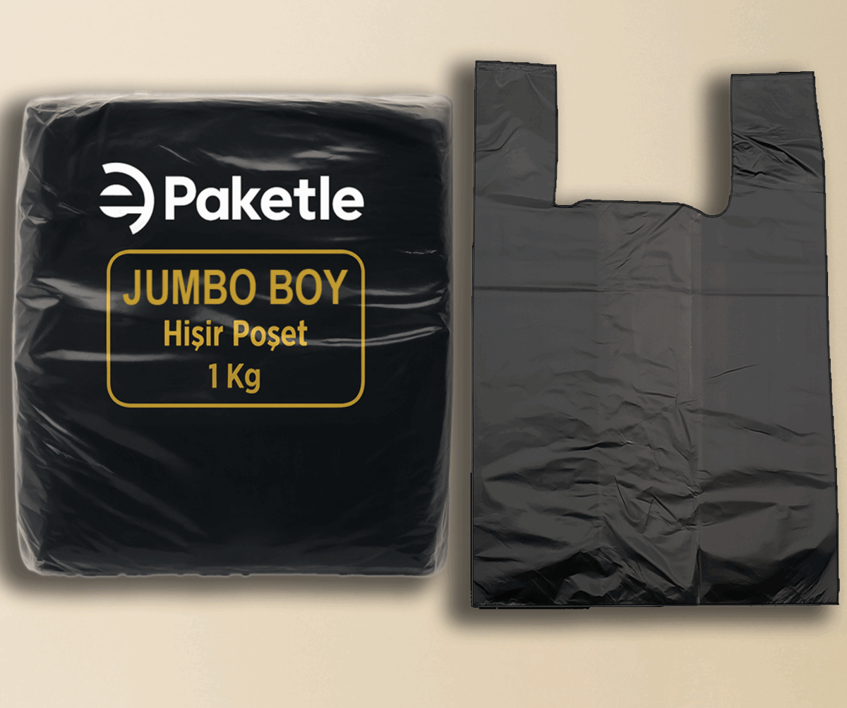 Siyah Jumbo Boy Atlet Poşet – 1 KG Paket – 10 KG Koli