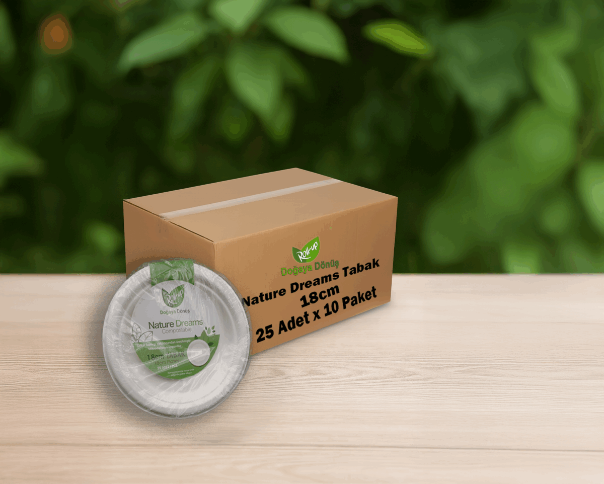Roll-Up Doğa Dostu Tabak 18 cm – 25’li Paket – 10 Paketlik Koli