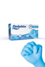 Mavi nitril muayene eldiveni – L beden – Dolphin marka