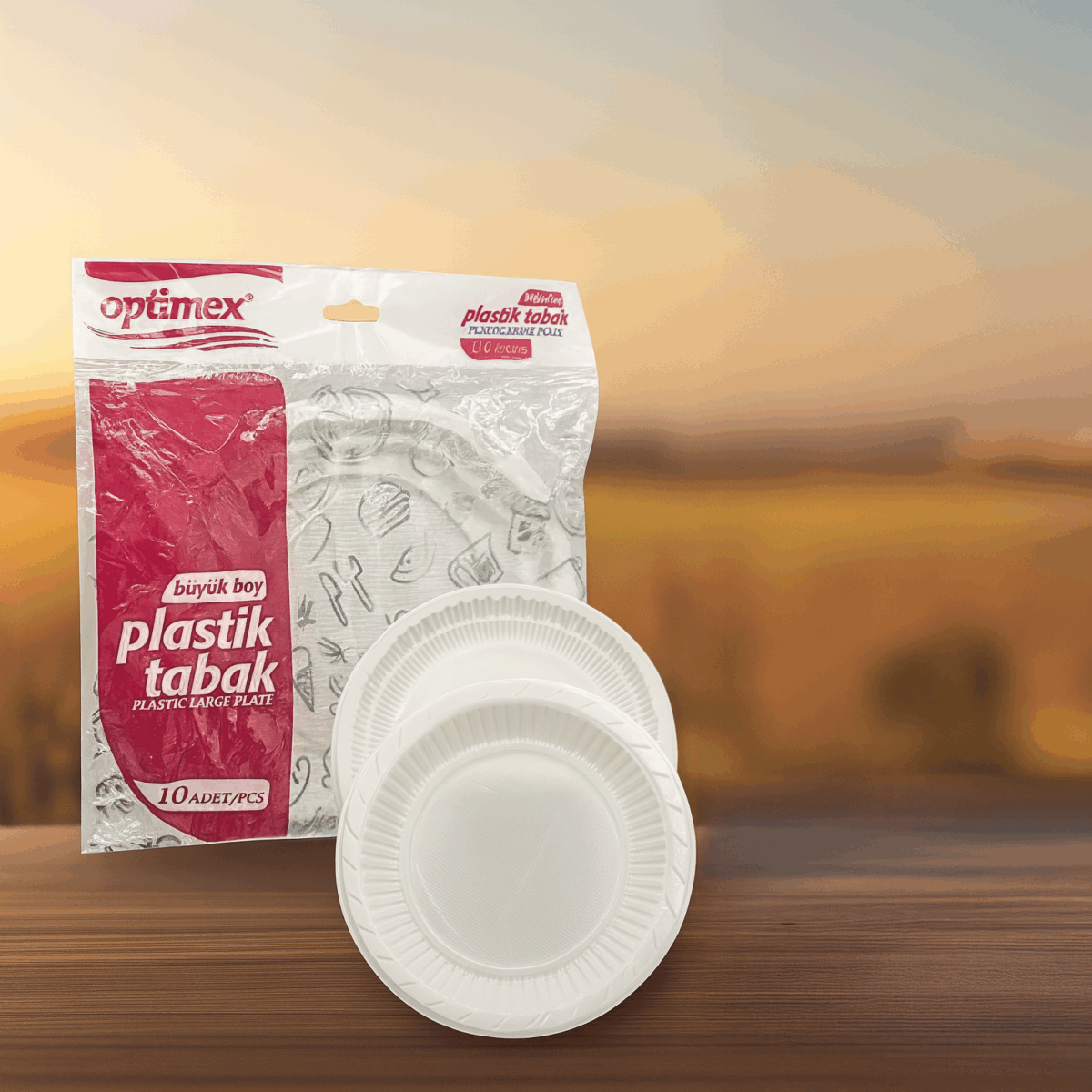 Optimex büyük boy plastik tabak – tek kullanımlık – 10’lu paket – minimum sipariş 10 paket