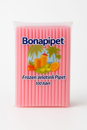 Tekli jelatinli 22 cm frozen pipet – 100 adet – 50 paket koli – 5.000 adet – hijyenik ve kalın pipet