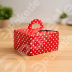 Kare Saplı Yaş Pasta Kutusu No:0 – 19×19×13 cm – Karton Taşıma Kutusu