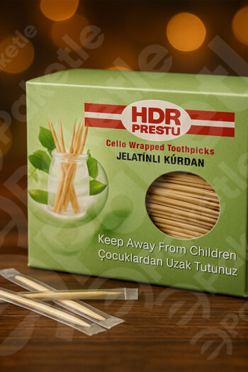Hijyenik jelatinli bambu kürdan – 400 adetlik kutu – koli 50 kutu – tekli paketlenmiş – gıdaya uygun – restoran, kafe ve ev kullanımı için ideal