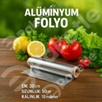 Alüminyum folyo – 30 cm x 50 m – 10 mikron – mutfak ve gıda saklama için dayanıklı folyo rulo