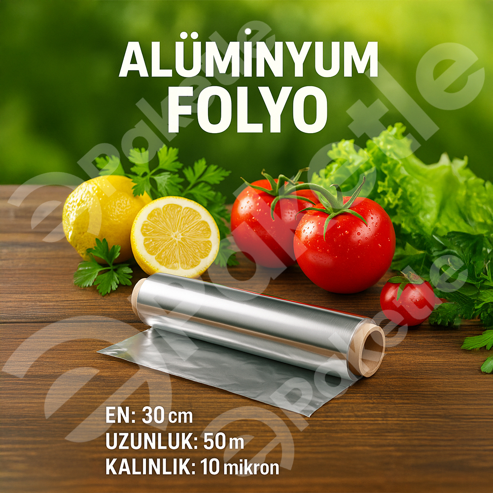 Alüminyum folyo – 30 cm x 50 m – 10 mikron – mutfak ve gıda saklama için dayanıklı folyo rulo
