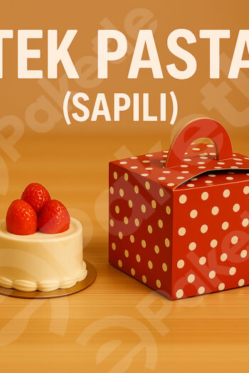 Kare Saplı Tek Pasta Kutusu – 12×12×11 cm – 350 gr Karton – İçi Sedefli – Tekli ve 200’lü Paket