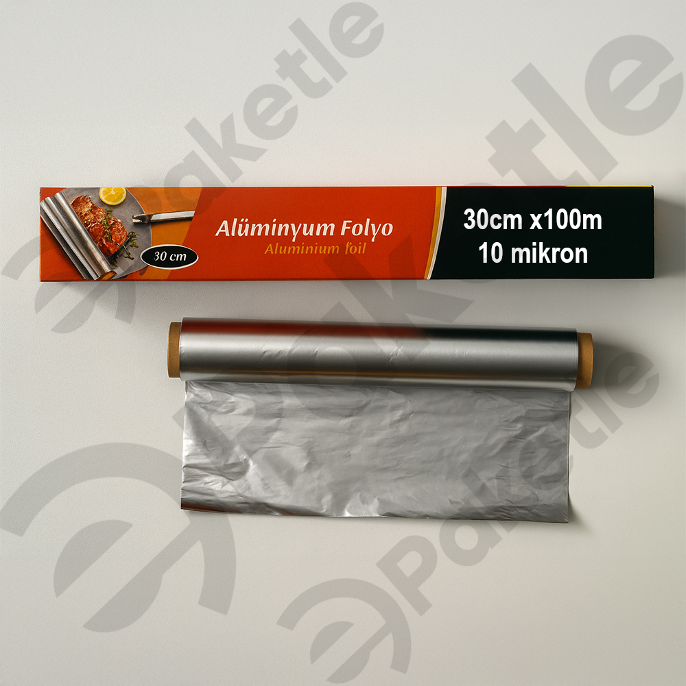 Alüminyum Folyo 30 cm x 100 m 10 Mikron 6’lı Koli Kutusuz Dökme – Gıda Saklama ve Pişirme
