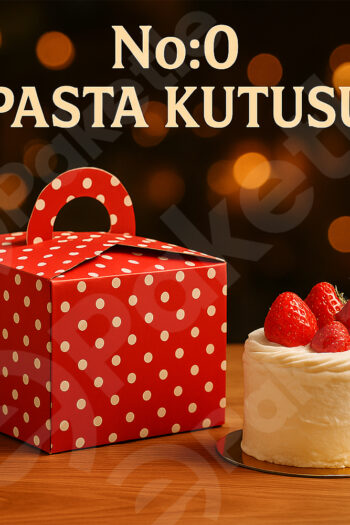 Kare Saplı Yaş Pasta Kutusu No:0 – 19×19×13 cm – Karton Taşıma Kutusu