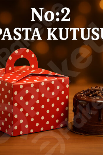Kare Saplı Yaş Pasta Kutusu No:2 – 25×25×13 cm – 350 gr Karton – İçi Sedefli – Tekli ve 100’lü Paket
