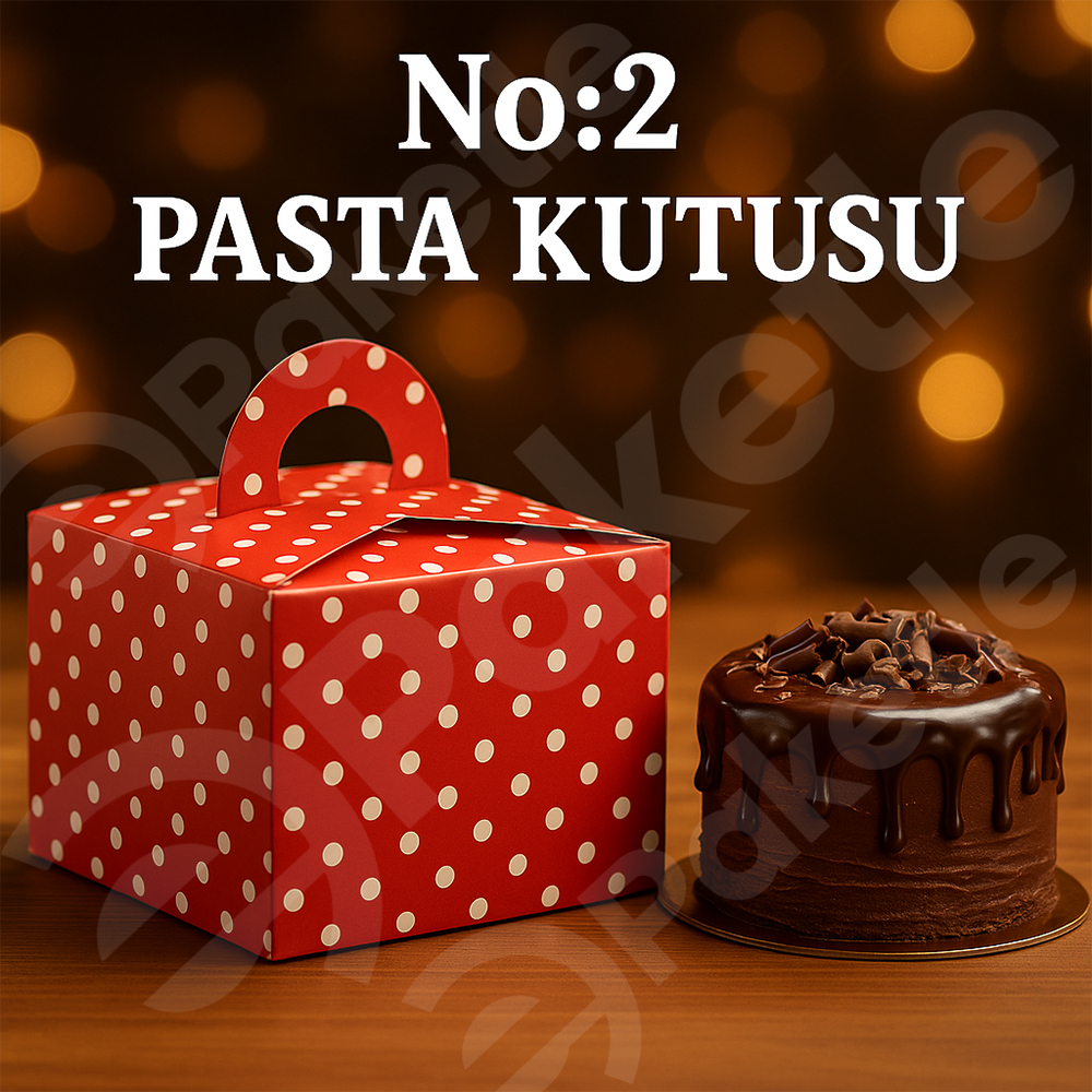 Kare Saplı Yaş Pasta Kutusu No:2 – 25×25×13 cm – 350 gr Karton – İçi Sedefli – Tekli ve 100’lü Paket