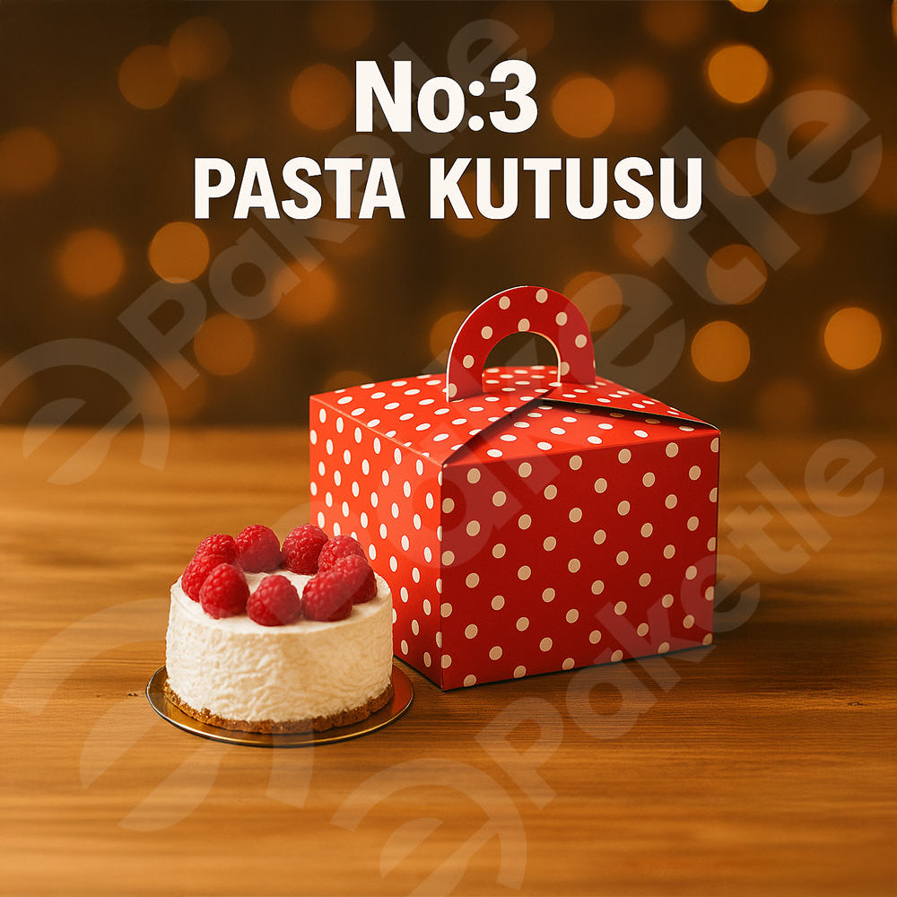 Kare Saplı Yaş Pasta Kutusu No:3 – 28×28×13 cm – 400 gr Karton – İçi Sedefli – Tekli ve 100’lü Paket