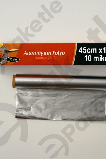 Alüminyum Folyo 45 cm x 100 m 10 Mikron Kutusuz Dökme 6’lı Koli – Gıda Saklama ve Pişirme