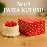 Sapsız Yaş Pasta Kutusu | No:1 – 21×21×13 cm – 350 gr Karton İçi Sedefli