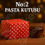 Sapsız Yaş Pasta Kutusu | No:2 – 25×25×13 cm – 350 gr Karton İçi Sedefli