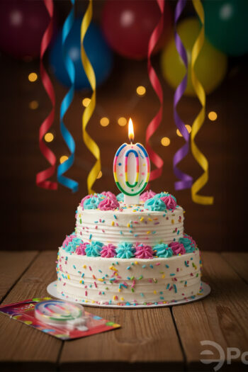 0 rakamlı doğum günü mumu, renkli pasta mumu