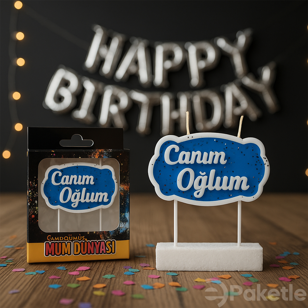Canım Oğlum yazılı doğum günü pasta mumu