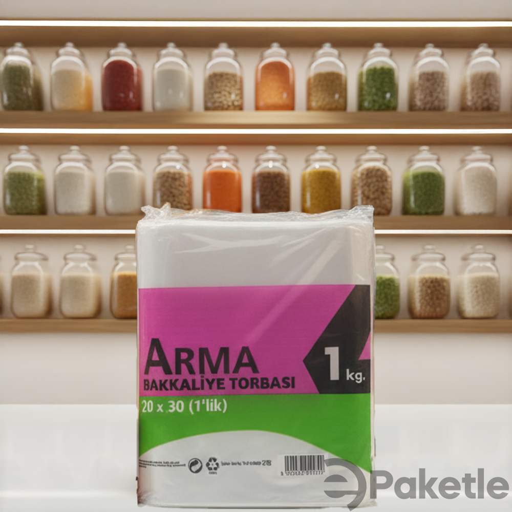 Arma Naksan Şeffaf Bakkaliye Torbası 1’lik 20x30 cm Dayanıklı ve Çevre Dostu