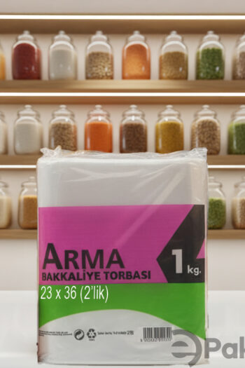 Arma Naksan Şeffaf Bakkaliye Torbası 2’lik 23x36 cm Dayanıklı ve Çevre Dostu