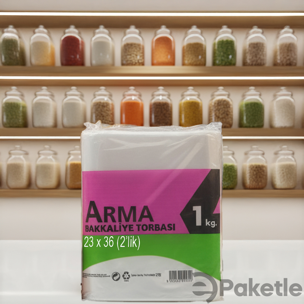 Arma Naksan Şeffaf Bakkaliye Torbası 2’lik 23x36 cm Dayanıklı ve Çevre Dostu