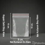Yapışkan bantlı opp torba 9x15 cm – 500 gr ve 1 Kg paket seçenekleri
