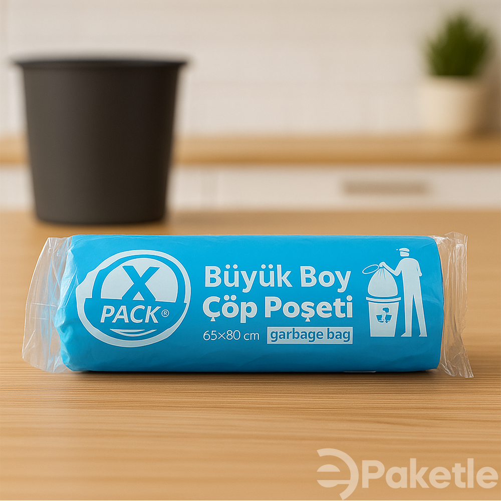 Büyük Boy 65x80cm Mavi Rulo Çöp Poşeti 50 Ruloluk Koli