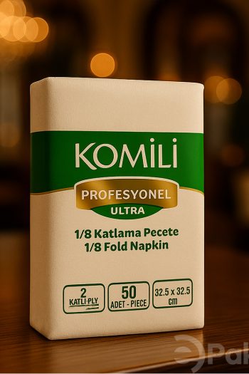 Komili Profesyonel Ultra 1/8 Katlama Peçete – 2 Katlı, 32,5x32,5 cm, 50 Adet x24 Paket
