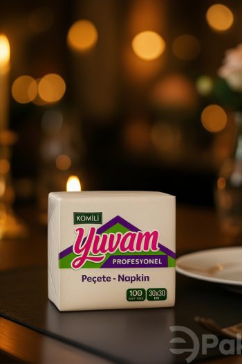 Kolimili Yuvam Lüks Kare Servis Peçete – 30x30 cm, 2 Katlı, 100 Adet x24 Paket