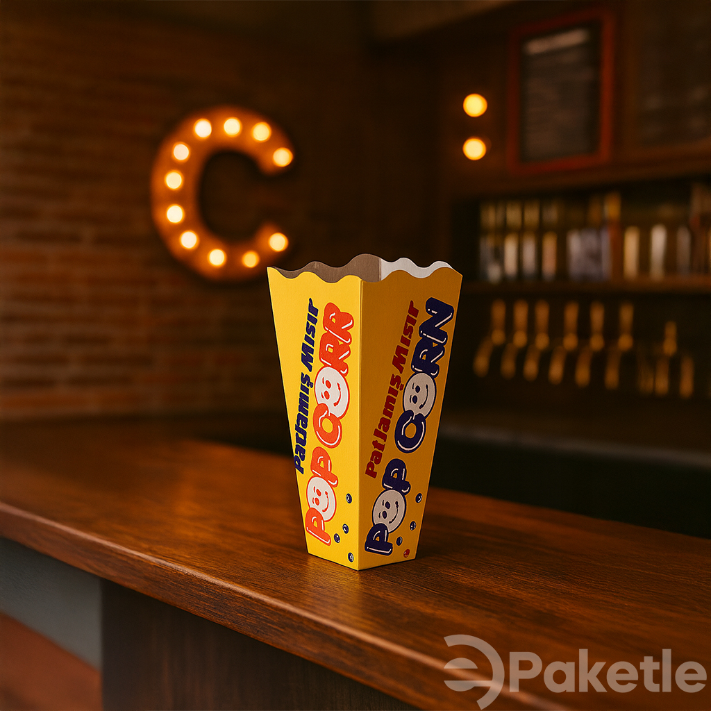 Patlamış Mısır Kutusu – 100’lü Karton Tek Kullanımlık Popcorn Kutusu